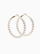 Серьги кольца с жемчугом QF «Нежность жемчуга», d=5.5 см, белые в золоте - Фото 4