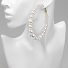 Серьги кольца с жемчугом QF «Нежность жемчуга», d=8 см, белые в золоте - Фото 2