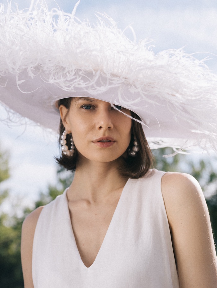 Серьги кольца с жемчугом QF «Нежность жемчуга», d=8 см, белые в золоте - Фото 1