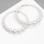 Серьги кольца с жемчугом QF «Нежность жемчуга», d=8 см, белые в золоте - Фото 3