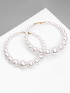 Серьги кольца с жемчугом QF «Нежность жемчуга», d=8 см, белые в золоте 4441914