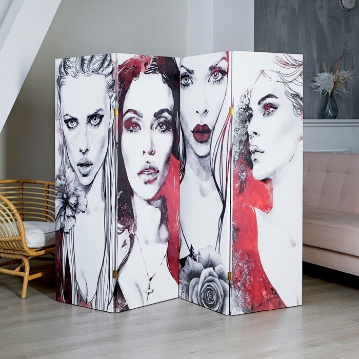 Ширма – перегородка «Дарим Красиво. Роковые девушки», 200×160 см, цвет белый/красивый - Фото 1