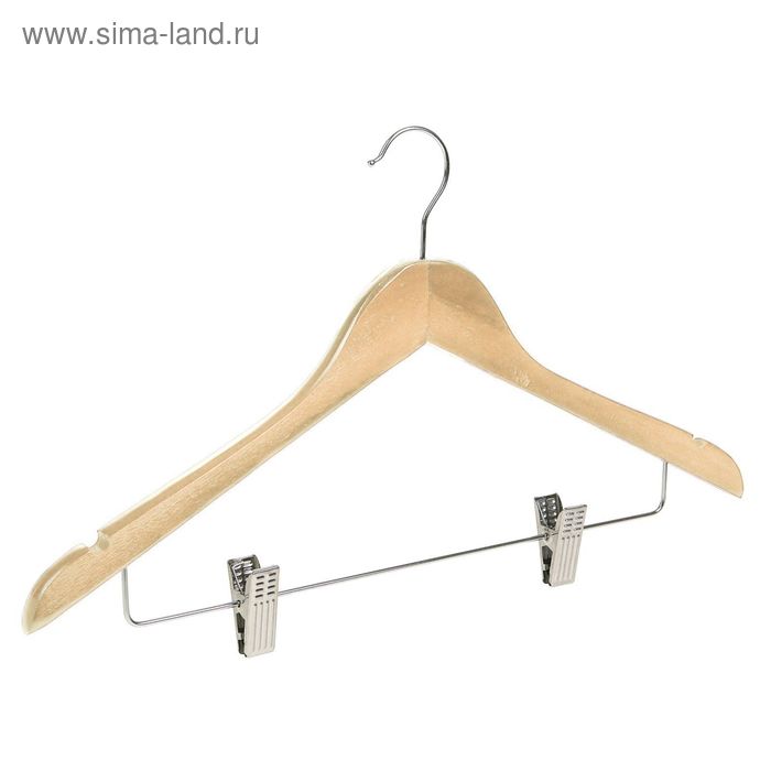 Плечики с зажимами, размер 48-50, цвет светлое дерево - Фото 1