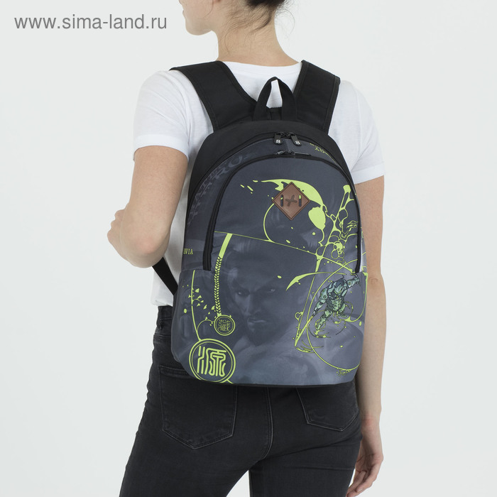 Рюкзак молодёжный, 2 отдела на молниях, цвет чёрный - Фото 1