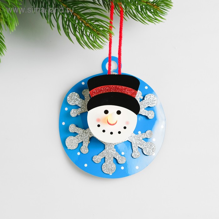 Набор для создания новогодней подвески со светом «Снеговик на шаре» - Фото 1