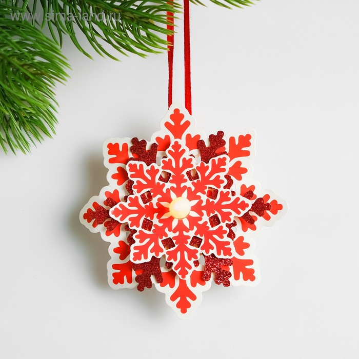 Набор для создания новогодней подвески со светом «Цветная снежинка» - Фото 1