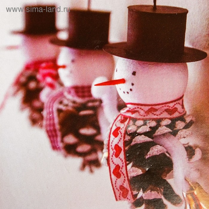 Набор для создания подвесной ёлочной игрушки из шишек «Снеговички» - Фото 1