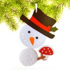 Набор для создания подвесной ёлочной игрушки из фетра и бумаги гофре «Снеговик в шляпе» - Фото 1