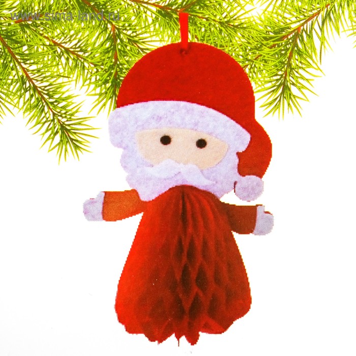 Набор для создания подвесной ёлочной игрушки из фетра и бумаги гофре «Дед Мороз» - Фото 1