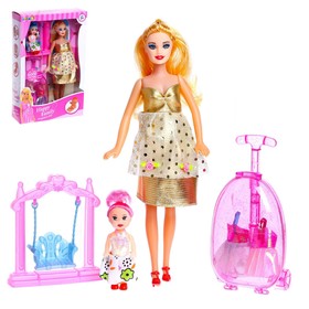Кукла-модель «Беременная» с малышкой, с аксессуарами