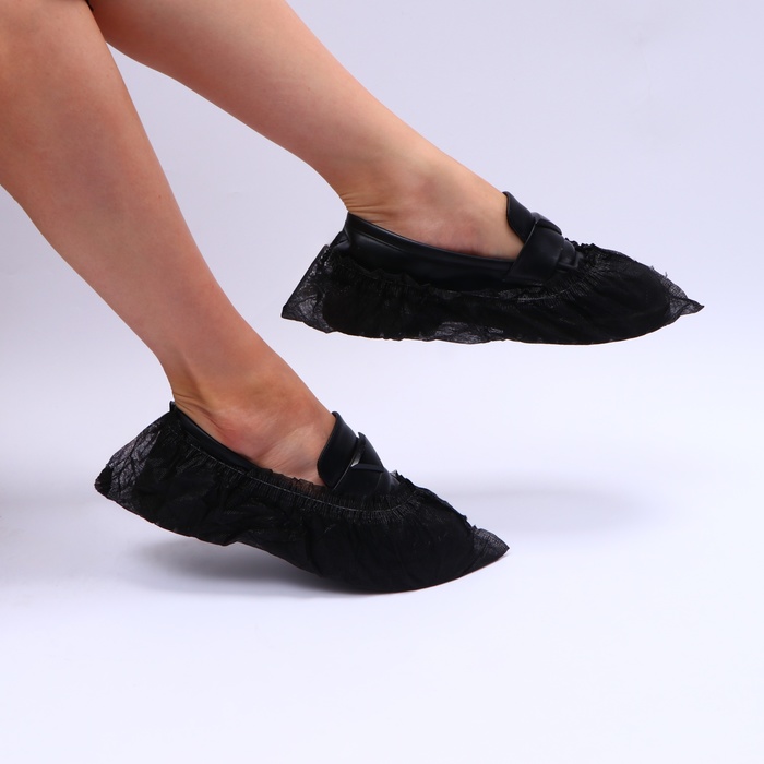 Бахилы спанбонд черный НПП 360×120 мм 17 г/м² 25 пар/уп - Фото 1