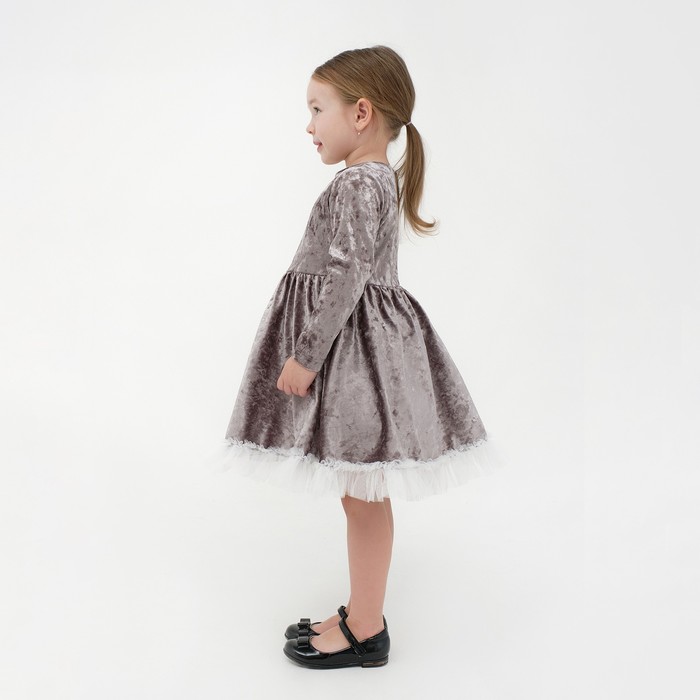 Платье для девочки нарядное KAFTAN «Куколка», цвет серый, рост 86-92, размер 28 - фото 1907030076