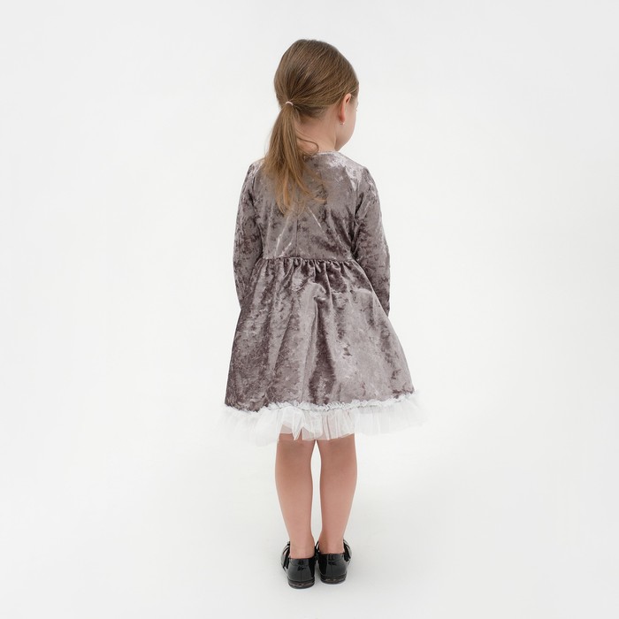Платье для девочки нарядное KAFTAN «Куколка», цвет серый, рост 86-92, размер 28 - фото 1907030077