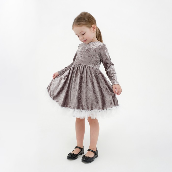 Платье для девочки нарядное KAFTAN «Куколка», цвет серый, рост 86-92, размер 28 - фото 1886414309