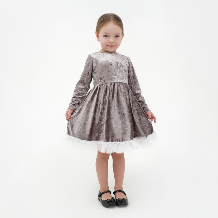 Платье для девочки нарядное KAFTAN «Куколка», цвет серый, рост 86-92, размер 28 - фото 1886414310