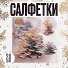 Новый год! Салфетки бумажные «Шишки», 33х33 см, набор 20 шт. - фото 318229318