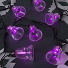 Гирлянда "Нить" улично-комнатная с насадками "Колокол", 5м, LED(IP44)-40-220V, 8 режимов, нить тёмная, свечение розовое - Фото 2