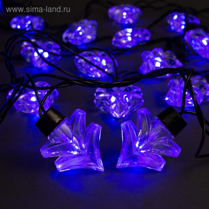 Гирлянда «Нить» 5 м с насадками «Ёлка», IP44, тёмная нить, 40 LED, свечение синее, 8 режимов, 220 В - Фото 1