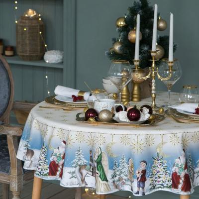 Скатерть новогодняя «Этель» Christmas time, d=220 см ±3 см с ГМВО, 100% хлопок, саржа 190 г/м²