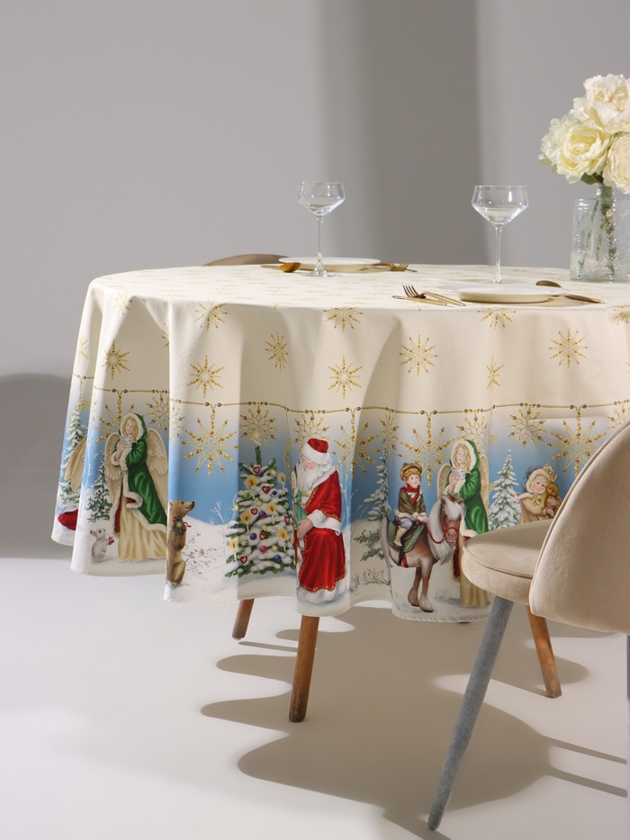 Скатерть новогодняя «Этель» Christmas time, d=220 см ±3 см с ГМВО, 100% хлопок, саржа 190 г/м²