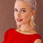 Серьги перья «Силена», цвет бежевый в золоте - Фото 3