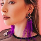 Серьги перья «Силена», цвет фиолетовый в золоте - Фото 4