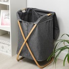 Корзина для белья Доляна «Лён», с крышкой, 37×43×66 см, серая - Фото 5