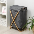 Корзина для белья Доляна «Лён», с крышкой, 37×43×66 см, серая - Фото 6