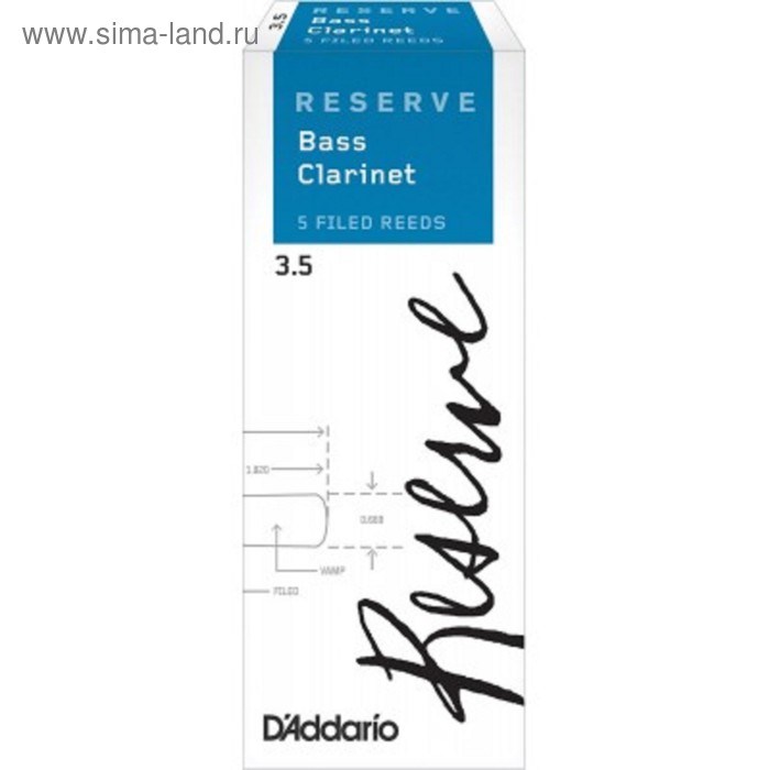 Трости Rico DER0535 Reserve для кларнета бас, размер 3.5, 5шт - Фото 1
