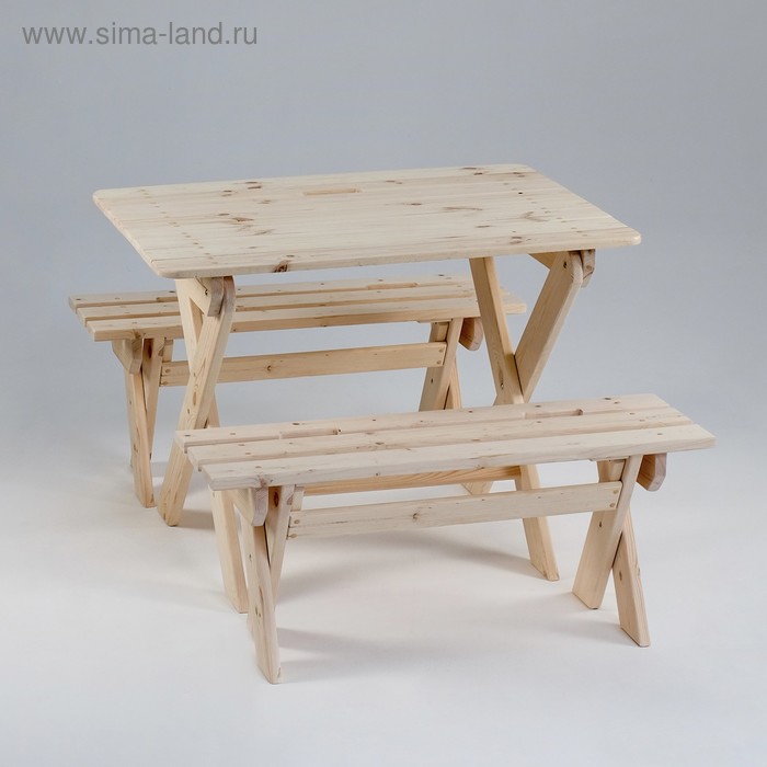 Комплект садовой мебели "Душевный": стол 1 м, две лавки - Фото 1