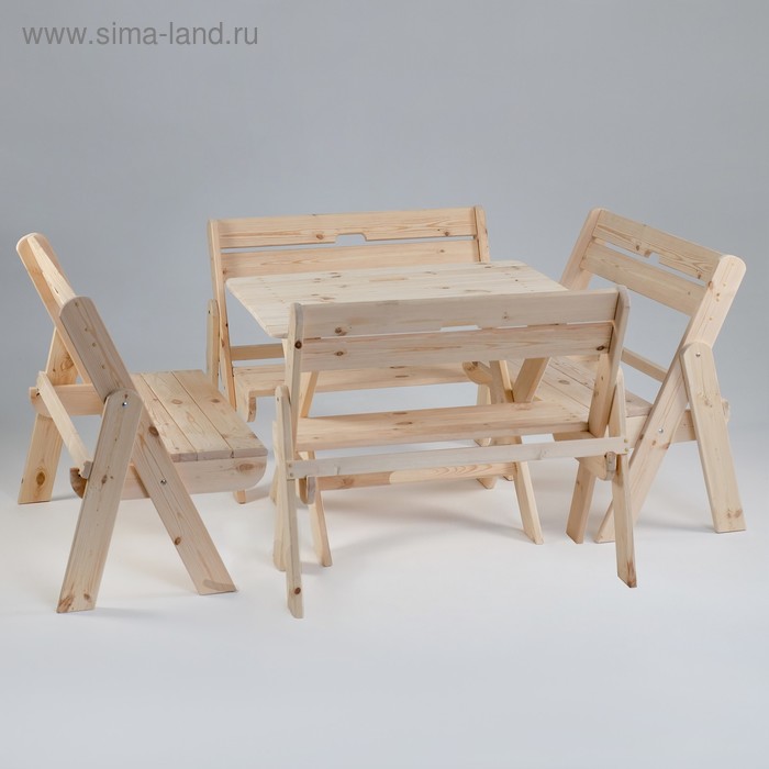Комплект садовой мебели "Душевный": стол 1,2 м, четыре скамейки - Фото 1