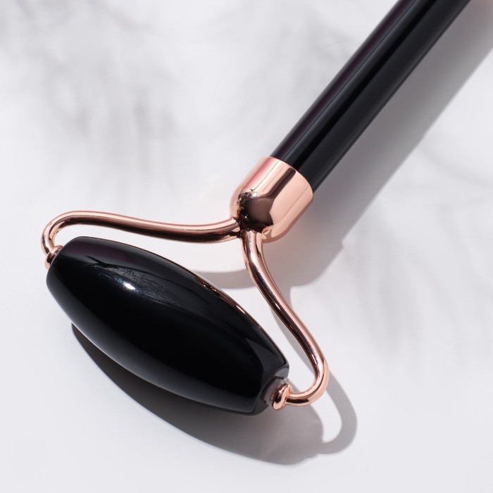 Массажёр, маленькая бусина 2,5×1,8 см, большая бусина 3,8×2 см, 14 см, обсидиан 18709