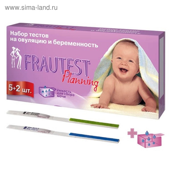 Тест-полоска на беременность и овуляцию Frautest Planning, 5 + 2 шт. - Фото 1