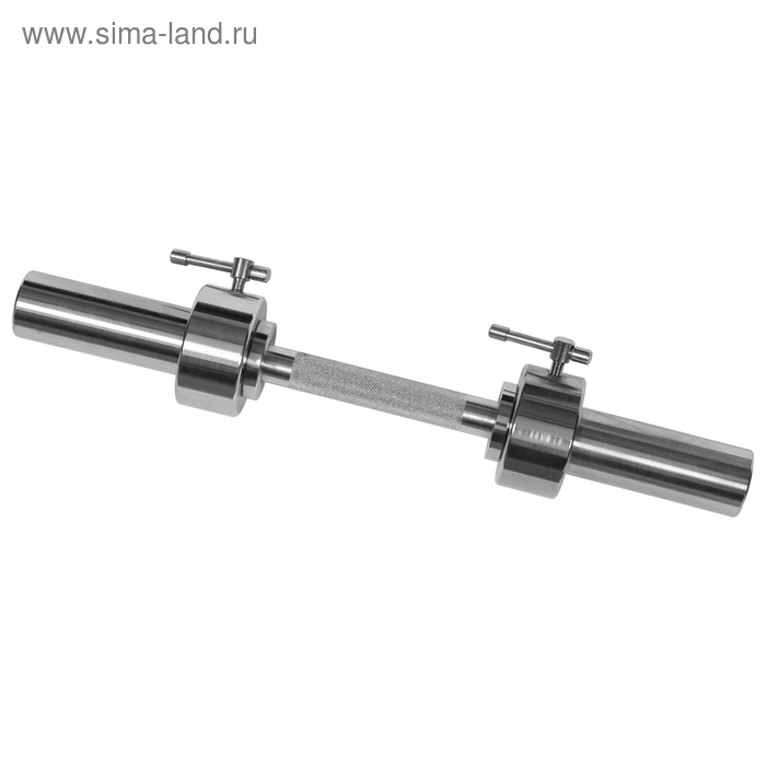 Гриф гантельный, d=50 мм, металлическая ручка/стопорный, 530 мм - Фото 1