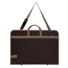 Папка для чертежей и рисунков А2, 640 х 450 х 30 мм, с ручками, текстильная, Estado, с карманом, коричневая/бежевая - фото 20970864