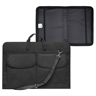 Папка для чертежей и рисунков А2, 650×450×50 мм, с ручками, текстильная, Estado, 3 кармана, чёрная