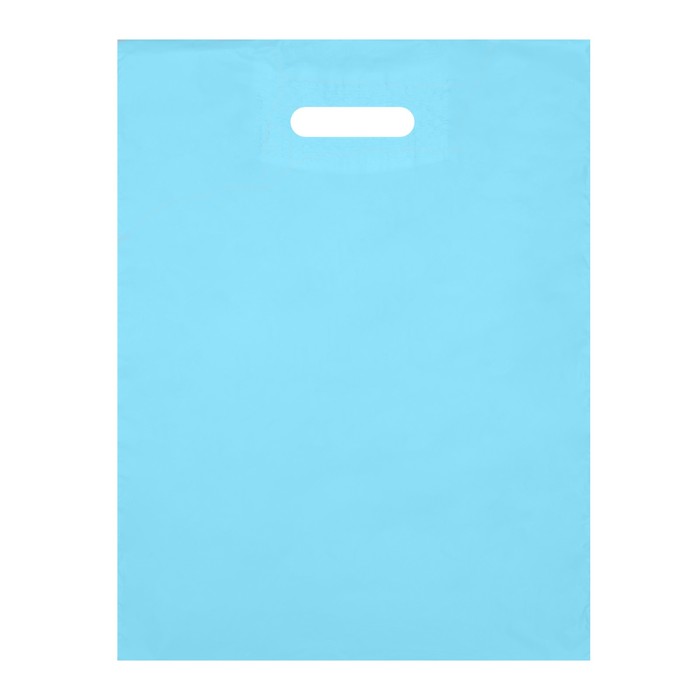 Пакет полиэтиленовый, с вырубной ручкой, голубой, 34 х 45, 33 мкм - фото 6527714