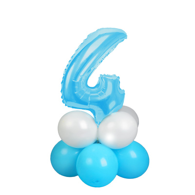 Букет из шаров «Цифра 4», фольга, латекс, набор 9 шт., цвет голубой, виды МИКС