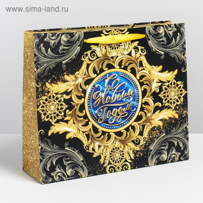 Пакет ламинированный горизонтальный «Новогодние вензеля», ML 8 × 27 × 23 см - Фото 1