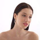 Серьги с жемчугом «Нежность» полый овал, цвет белый в золоте - Фото 3