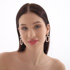 Серьги с жемчугом «Нежность» полый овал, цвет белый в золоте - Фото 4
