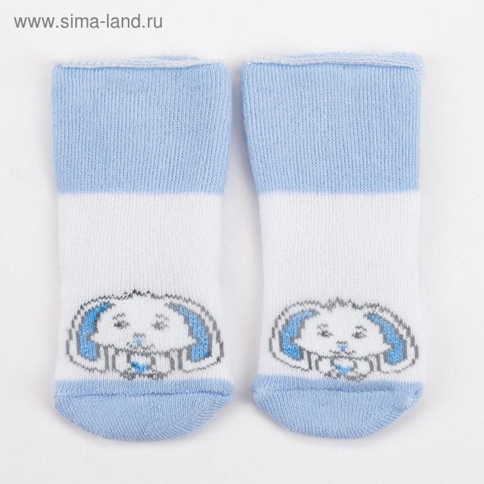 Носки детские махровые, цвет белый/голубой, размер 7-8 - Фото 1