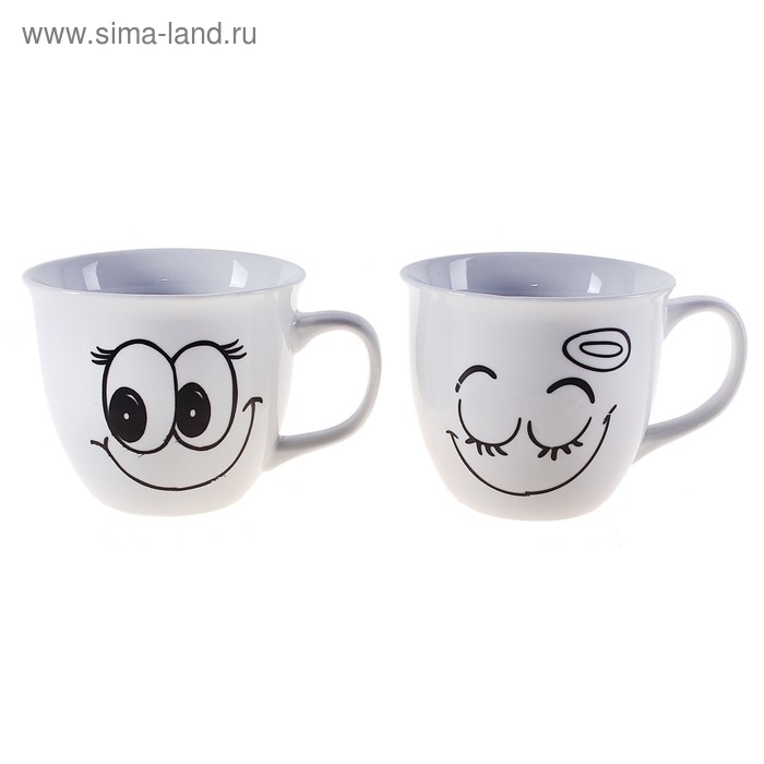 Кружка керамическая «Улыбающийся смайлик», 450 мл, цвет МИКС - Фото 1