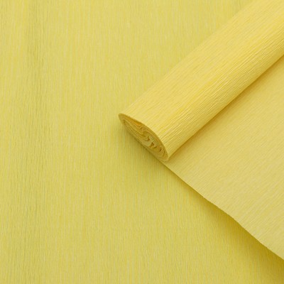 Бумага креп, простой, цвет светло-лимонный, 0,5 х 2,5 м