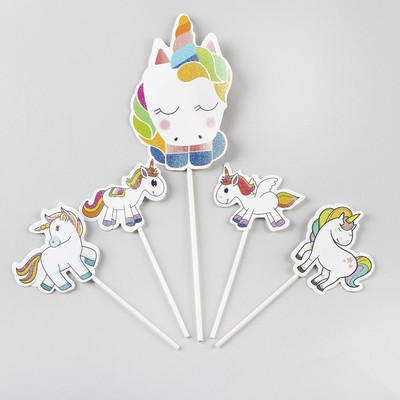 Топпер для торта «Единорог», 5 шт.