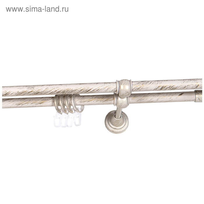 Карниз двойной «Левша», ширина 240 см, d=16 мм,, цвет слоновая кость, золото