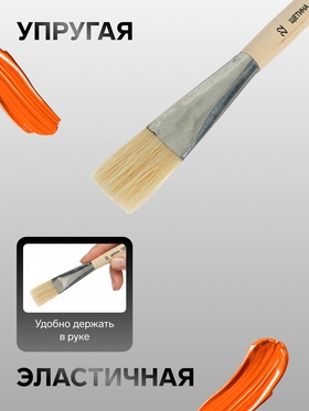 Кисть для рисования, Щетина плоская №22 (ширина обоймы 22 мм; длина волоса 30 мм), деревянная ручка, Calligrata