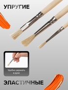 Набор кистей для рисования, коза, 3 штуки: № 2, 4 (круглые), № 6 (плоская), Calligrata, круглые, плоская, деревянная ручка, в пакете - Фото 2