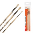 Набор кистей для рисования, коза, 3 штуки: № 2, 4 (круглые), № 6 (плоская), Calligrata, круглые, плоская, деревянная ручка, в пакете - Фото 3