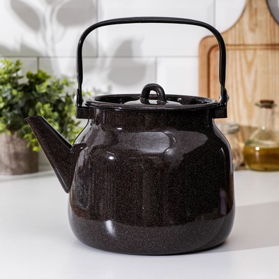 Чайник, 3.5 л, эмалированная сталь, коричневый